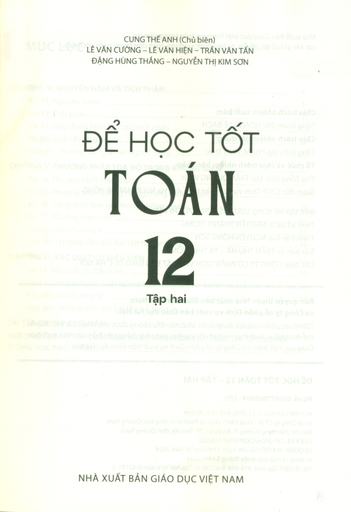 ĐỂ HỌC TỐT TOÁN LỚP 12 - TẬP 2 (Kết nối tri thức với cuộc sống)